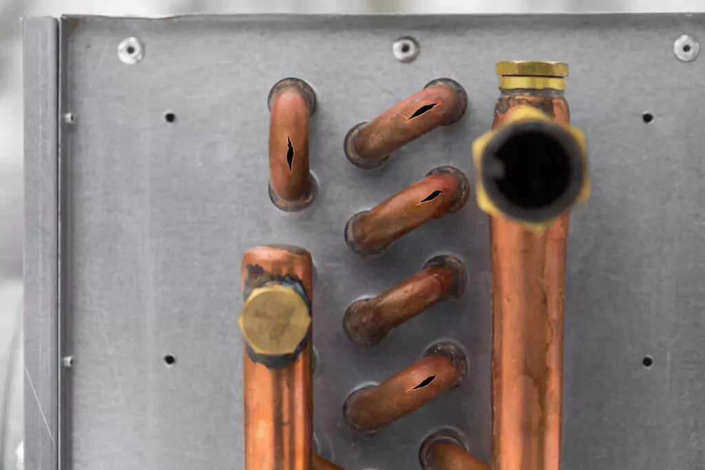 leaks in copper plumbing pipes